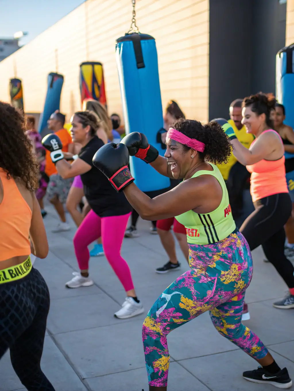 A focused image of a fitness kickboxing class at IronStrike Kickboxing Academy, highlighting cardio exercises, bag work, and overall fitness improvement.